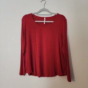 Soma Cool Nights Long Sleeve Sleep Lounge Shirt Top sz M red